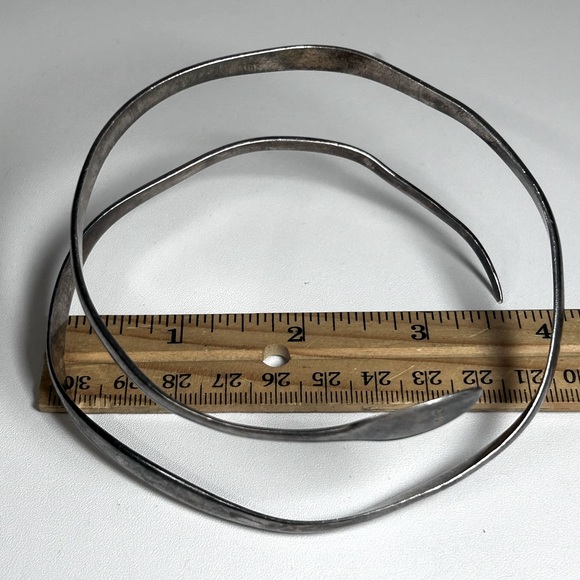 Vintage Artisan Snake Coil Spiral Arm Band Wrist Cuff Bracelet Sterling Silver - Picture 7 of 9